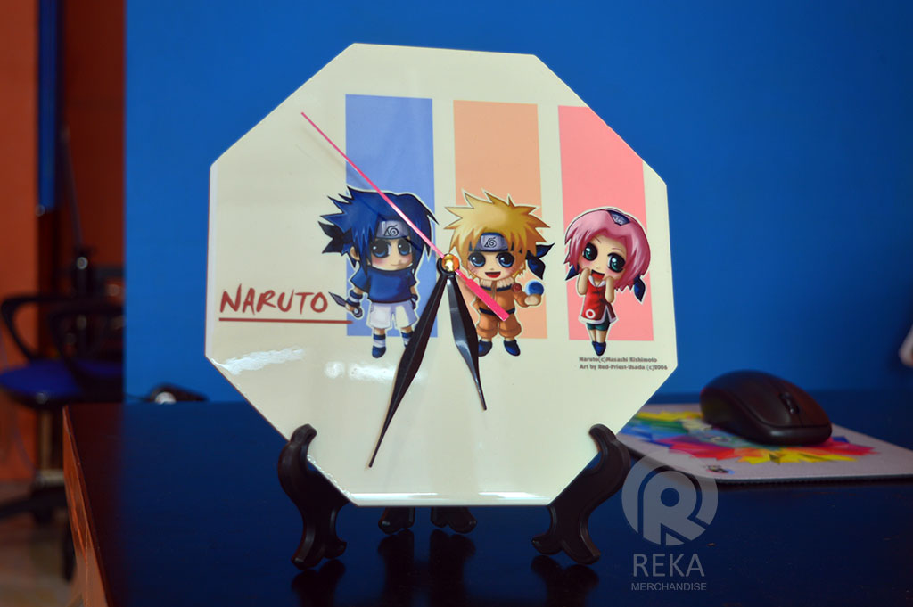 jam keramik segi delapan poligon gambar naruto